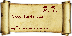 Pless Terézia névjegykártya
